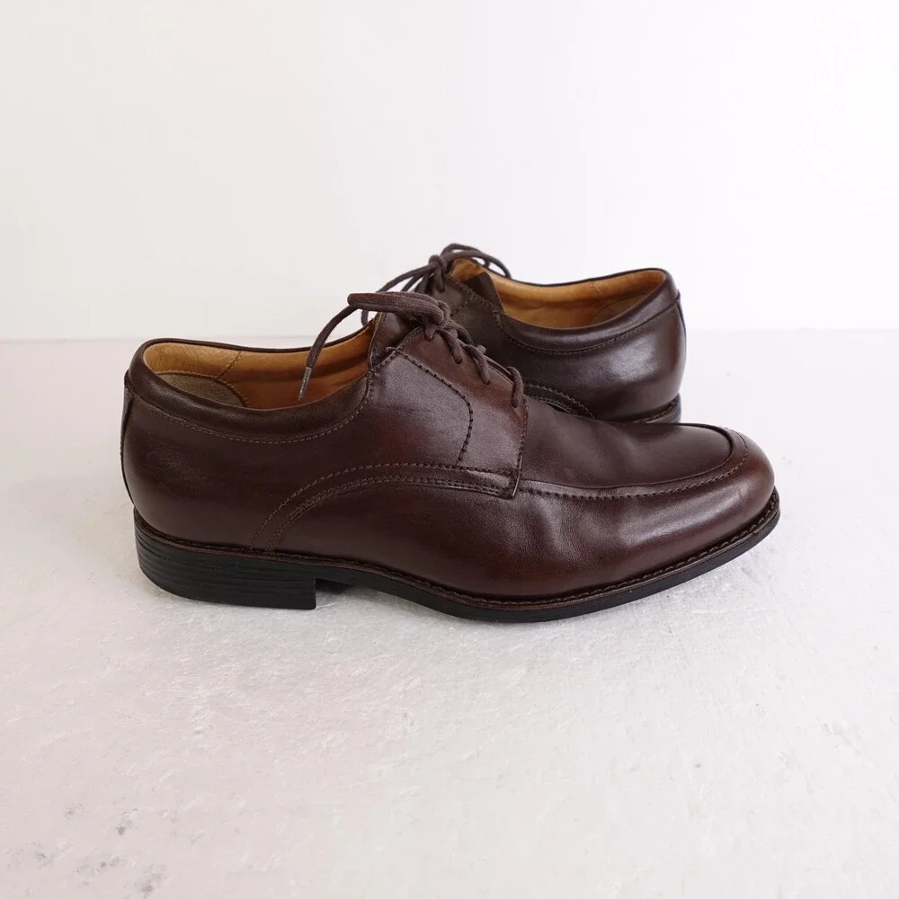 Johnston & Murphy Shoes Mens Size 9 Brown Apron Toe Derby Dress 7430 Lace Up